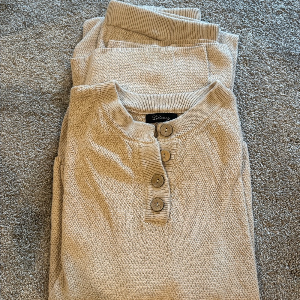 Tan Button-Up Sweater set